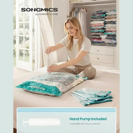 Songmics Husă de Depozitare din Plastic pentru Saci / Haine Etanșă și cu Vid 8 Buc