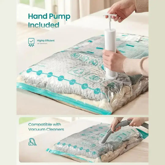 Songmics Husă de Depozitare din Plastic pentru Saci / Haine Etanșă și cu Vid 8 Buc