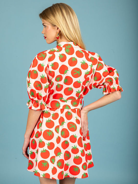 Summer Mini Shirt Dress Red