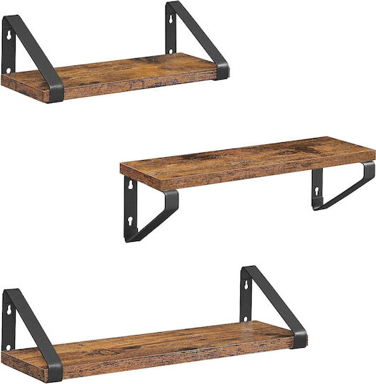 Rafturi Rustic Maro și Negru (3 buc) 30x11x12 cm Rafturi Rustic Maro și Negru (3 buc) 30x11x12 cm