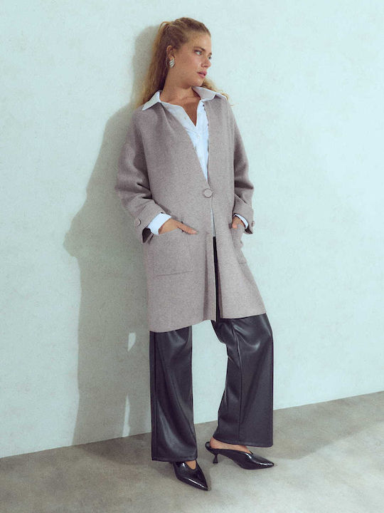 Celestino Damen Strickjacke Lang Oversized Locker Fit Braun Hell