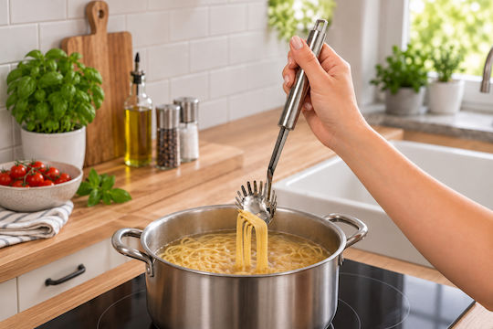 Fackelmann Servierlöffel Spaghetti Line 4 Rostfreier Stahl 29cm