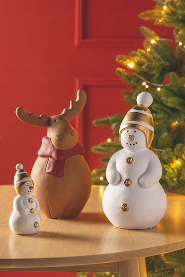 Dekorativer Weihnachtsmann Weiß Keramik 30cm