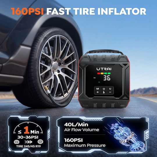 Utrai JS-50 Professional Portable Car Battery Starter 8000A with Power Bank / USB / Pump / Flashlight JS-50