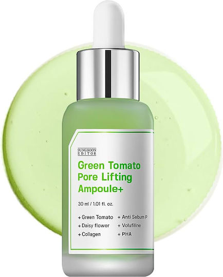 Sungboon Editor Green Tomato Pore Lifting Ampoule+ Moisturizing Ampoule Face Serum with Niacinamide & Hyaluronic Acid for Brightening & Nourishing 40ml