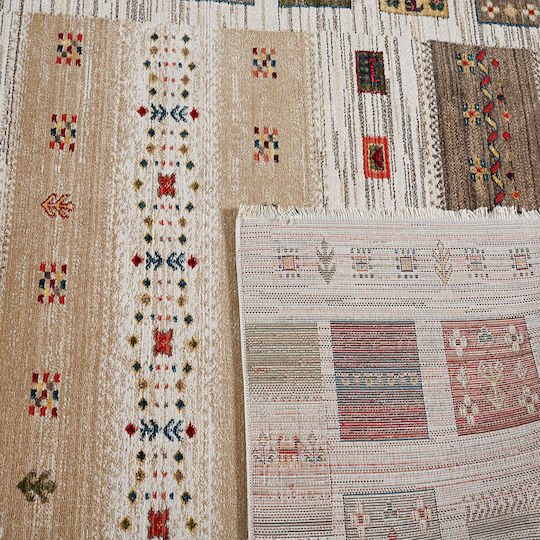 Polcarpet Kazak Oriental 580 Χαλί Ορθογώνιο Καλοκαιρινό με Κρόσια Bone Beige 140x200cm