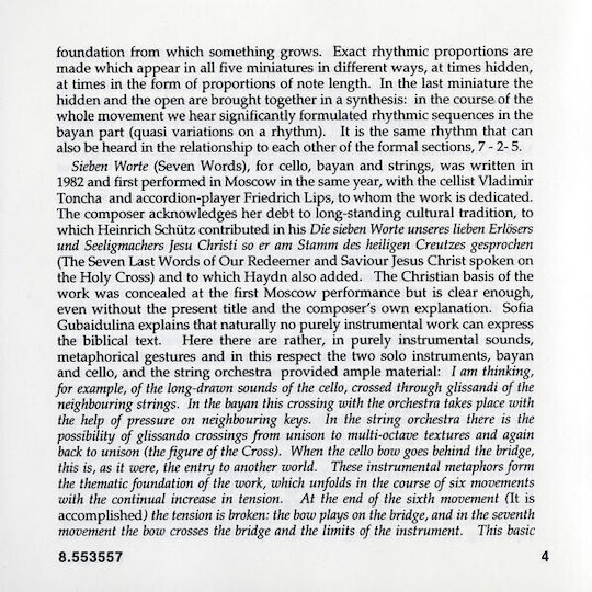 Gubaidulina* Maria Kliegel Elsbeth Moser Kathrin Rabus Camerata Transsylvanica György Selmeczi Seven Words Silenzio In Croce Cd