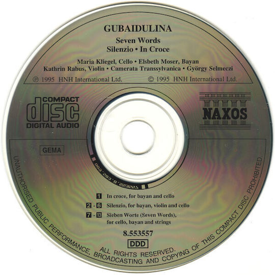 Gubaidulina* Maria Kliegel Elsbeth Moser Kathrin Rabus Camerata Transsylvanica György Selmeczi Seven Words Silenzio In Croce Cd