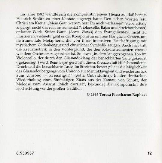 Gubaidulina* Maria Kliegel Elsbeth Moser Kathrin Rabus Camerata Transsylvanica György Selmeczi Seven Words Silenzio In Croce Cd