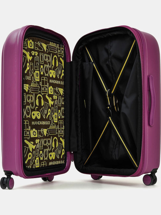 Mandarina Duck Logoduck Mittlerer Hartschalen-Reisekoffer Digital Rosa mit 4 Rädern Höhe 69cm