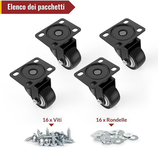 Roți Rotative din Poliuretană cu Frână 4 bucăți