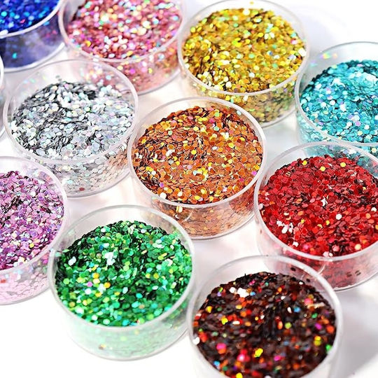 Set De Hârtie De Șlefuit Holografică Hexagonală 1 Mm 12 Culori Amestecate Lucioase Efect Laser Rășină Epoxidică Manichiură Nail Art Machiaj Corporal Decorațiuni Diy