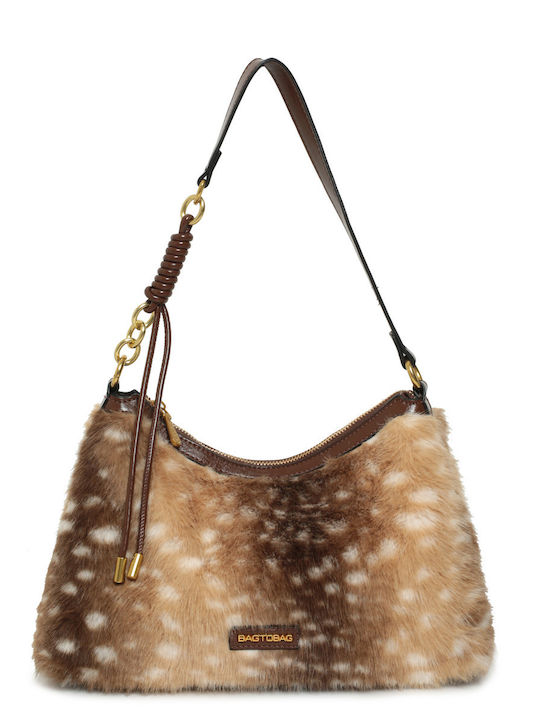 Knitted Fur Women's Hobo Bag Brown