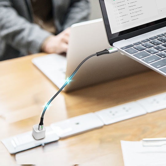 LogiLink LED Geflochtenes USB 3.2 Kabel USB-C männlich - USB-C 240W PD Schwarz 1m CU0442