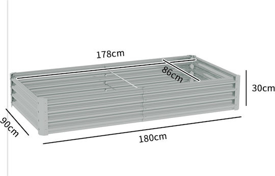 Outsunny Ζαρντινιέρα Μεταλλική Ασημί 180x90x30εκ.