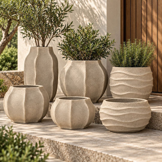 Artekko Concrete Flower Pot Beige 43x43x28cm