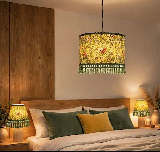 Table Lamp for E27 Fitting with Shade and Brown Base