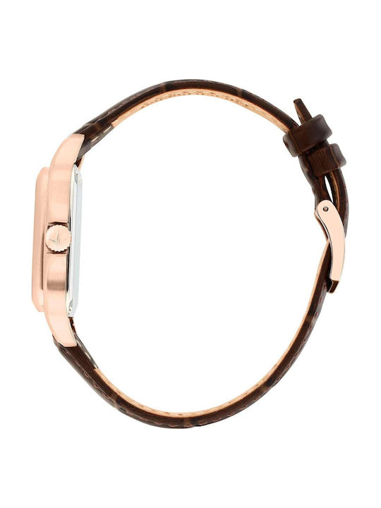 Men's Battery Watch with Brown Leather Strap