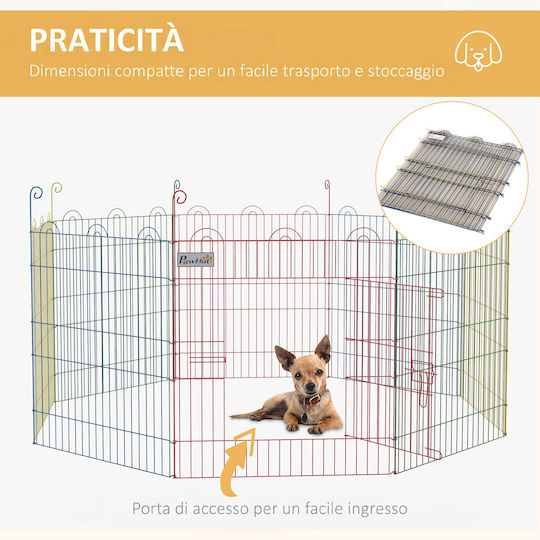 Pawhut Foldable Metallic Dog Park with 8 Panels 156x156x60cm Multicolour
