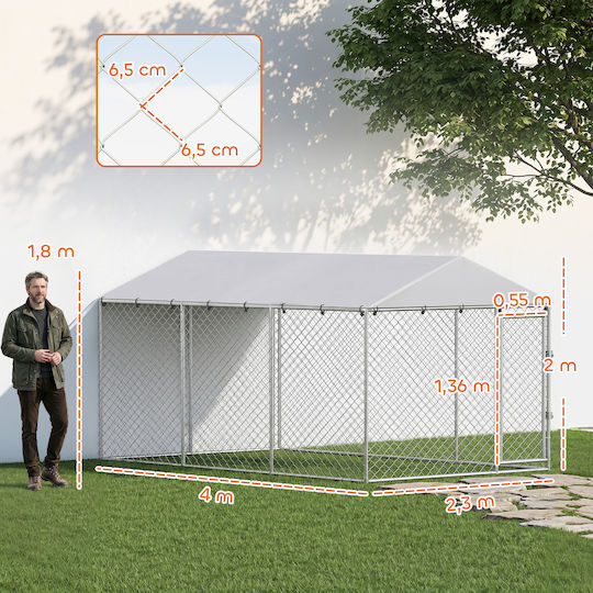 Pawhut Metal Dog Park 400x230x200cm Silver