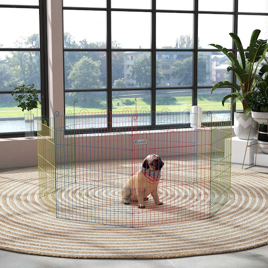Pawhut Foldable Metallic Dog Park with 8 Panels 156x156x60cm Multicolour