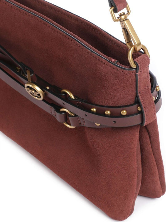 Leder Damen Schultertasche Burgundisch