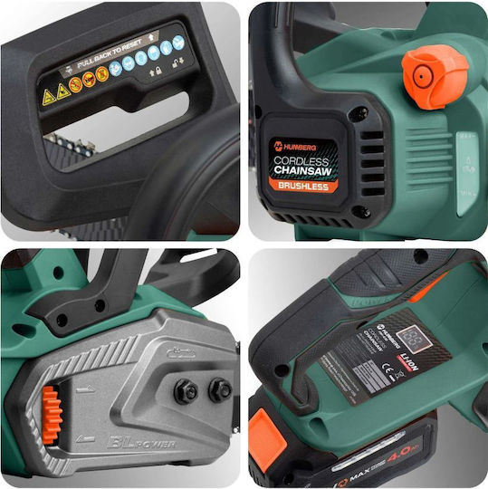 Humberg HM-436 Battery Chainsaw 1x4Ah Brushless 21V Brushless with 30.5cm Blade