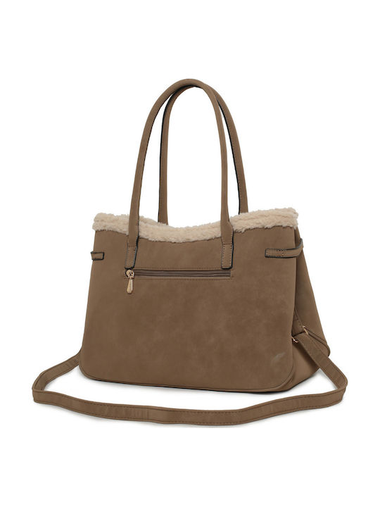Fur Women's Tote Bag Suede Khaki