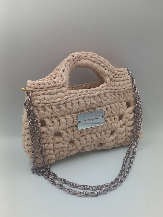 Knitted Women's Shoulder Bag Beige