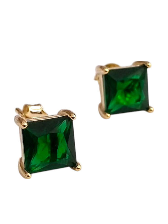 Prince Silvero Silver Gold Plated Earrings with Green Stones