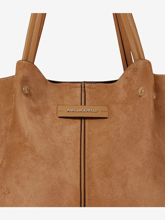 Pierced Women's Suede Tote Bag Dark Tan