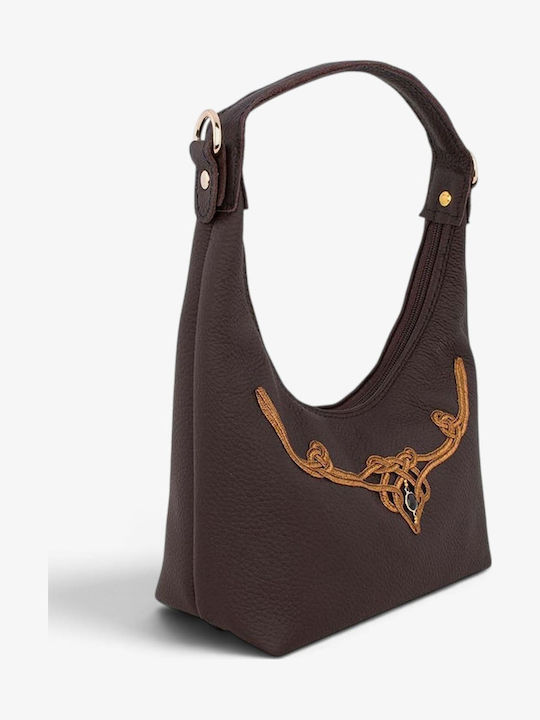 Damen Schultertasche Aus Leder Braun