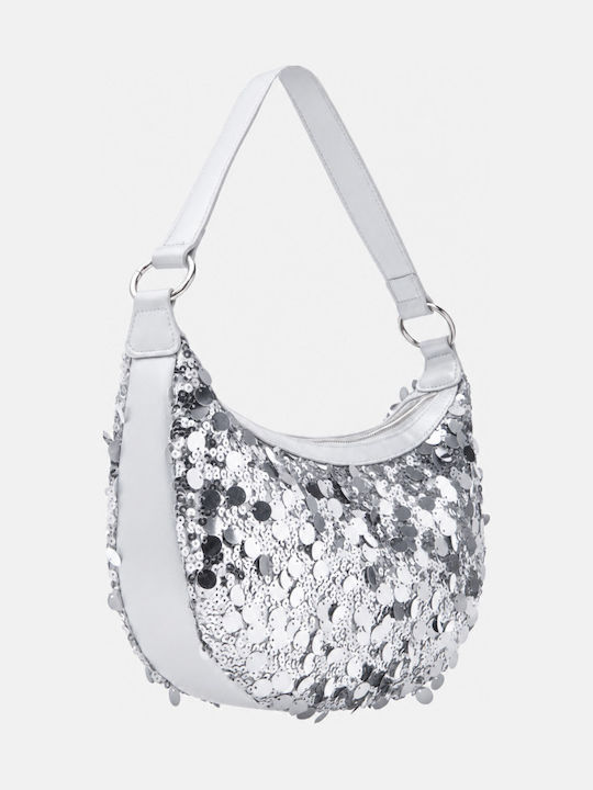 Stoff Damen Handtasche Schulter Silber
