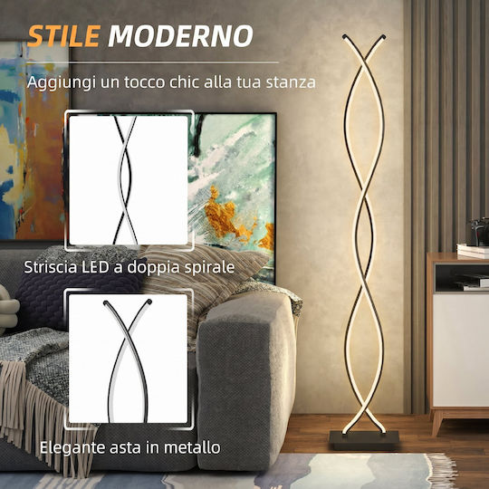 HomCom LED Floor Lamp with Natural White Light 1960lm Black