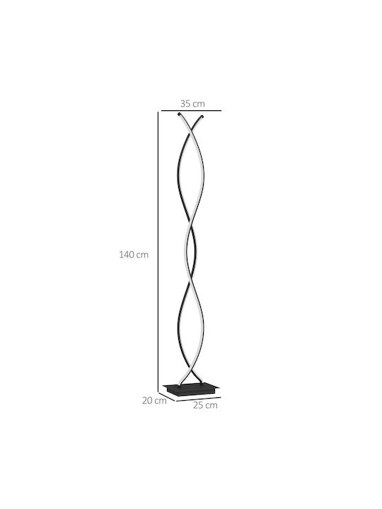 HomCom LED Φωτιστικό Δαπέδου με Φυσικό Λευκό Φως 1960lm Μαύρο