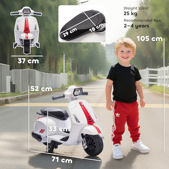 Παιδική Vespa Ηλεκτροκίνητη 6 Volt Λευκή για 6+ ετών