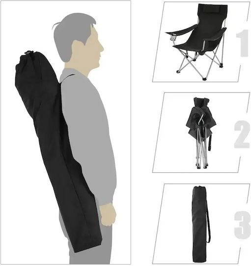 Songmics Strandstuhl Schwarz 81x91x70cm