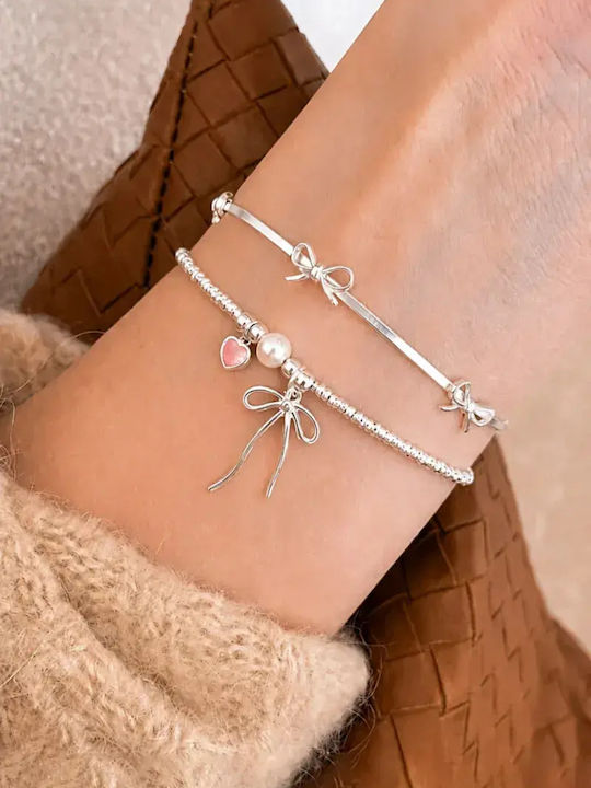 SteweHome Women's Bracelet Set With Heart Design Made Of Stainless Steel SteweHome Women's Bracelet Set With Heart Design Made Of Stainless Steel