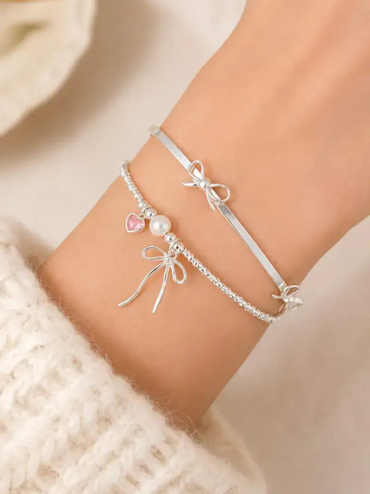 SteweHome Women's Bracelet Set With Heart Design Made Of Stainless Steel