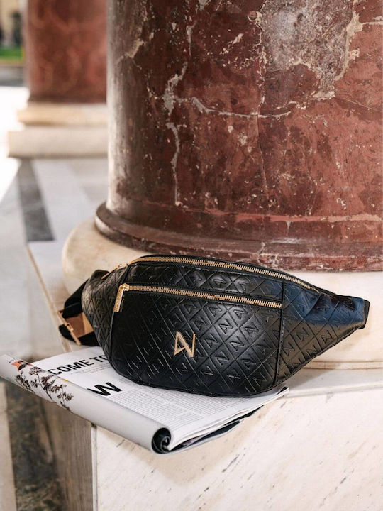 Γυναικείο Δερμάτινο Τσαντάκι Ζώνης Μαύρο