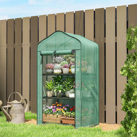 Outsunny 84H-069V01GN Greenhouse with Metallic Frame and Shelves 0.59x0.39x1.27m