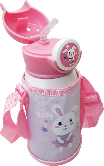 Beboulino Kinder Trinkflasche mit Stroh Rosa