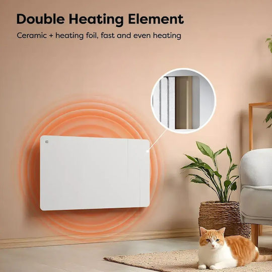 Ciarra Стенен конвектор 2000W с електронен термостат и WiFi 95x45cm Бял