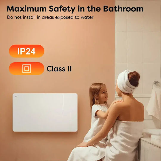 Ciarra Стенен конвектор 2000W с електронен термостат и WiFi 95x45cm Бял