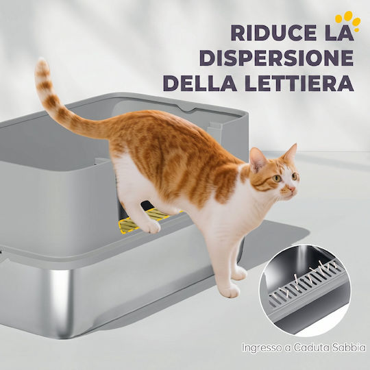 Pawhut XL Cat Litter Box Grey W31 x D31cm