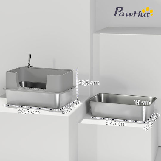 Pawhut XL Cat Litter Box Grey W31 x D31cm