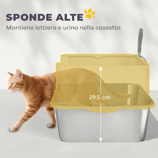 Pawhut XL Cat Litter Box Grey W31 x D31cm