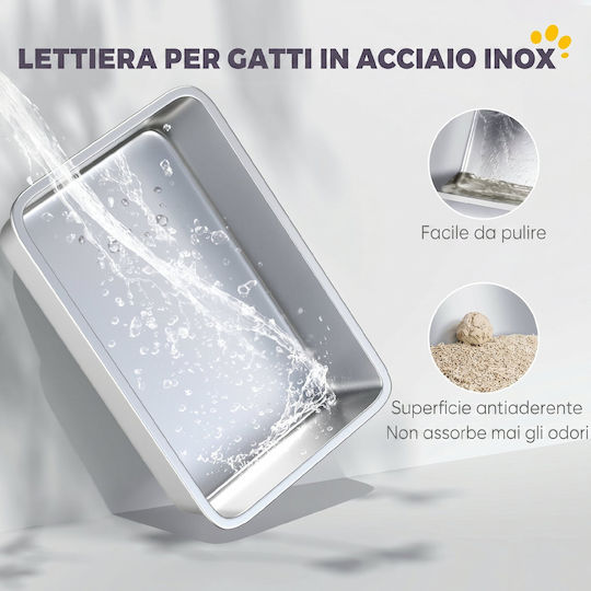 Pawhut XL Cat Litter Box Grey W31 x D31cm