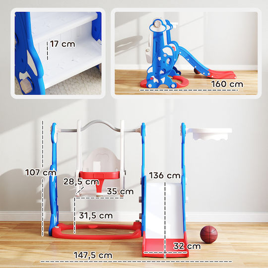 Aiyaplay Slide with Basketball Hoop & Swing Navy Blue