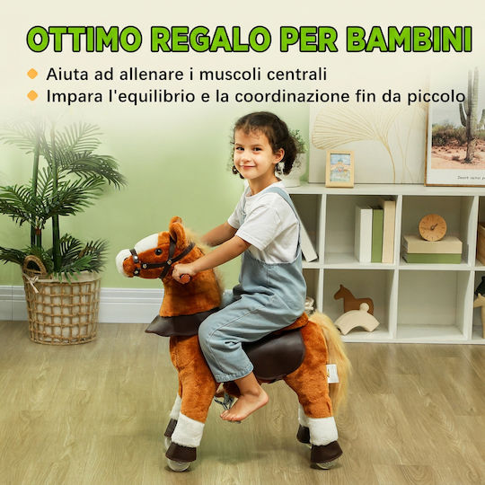 Aiyaplay Rocking Horse Toy for 3+ Months with Sounds & Wheels for Weight up to 60kg Brown